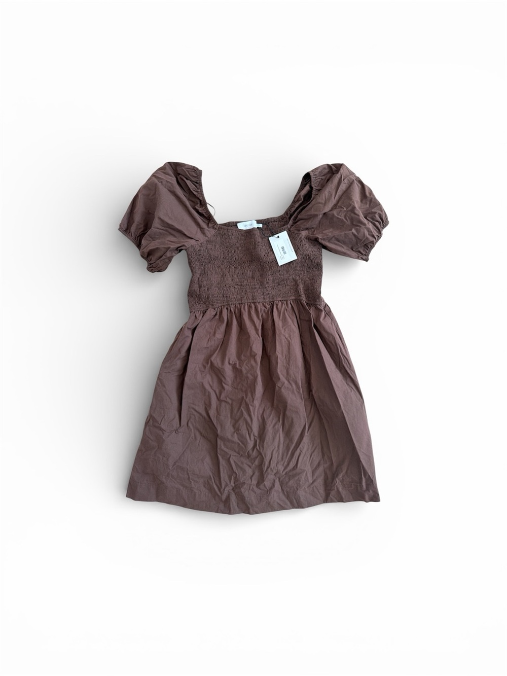 Greylin Brown Puff-Sleeve Smocked Mini Dress